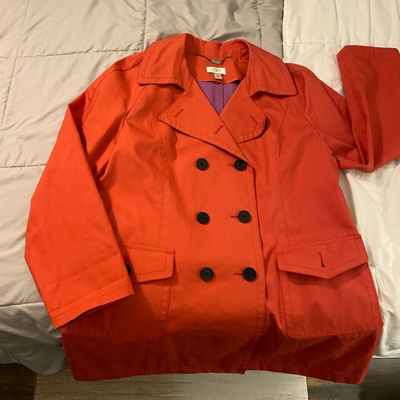 Ann Taylor Loft coral trench coat - Picture 4 of 12